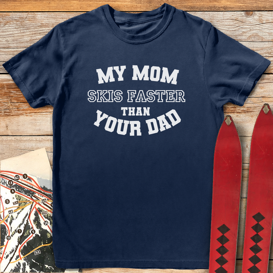 598 Mom Skis Faster White - Navy