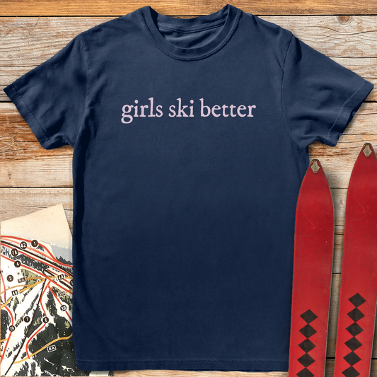 659 Girls Ski Better White - Navy