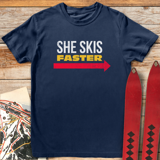 638 She Skis Faster White - Navy