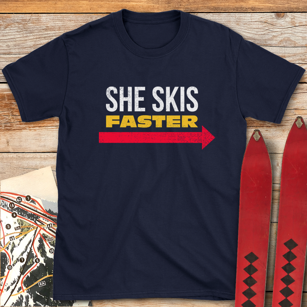 638 She Skis Faster White - Navy