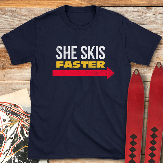 638 She Skis Faster White - Navy