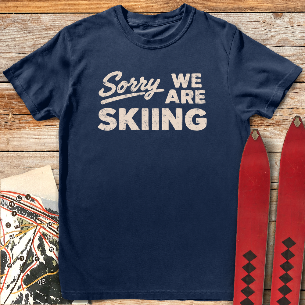 674 Sorry We Re Skiing White - Navy
