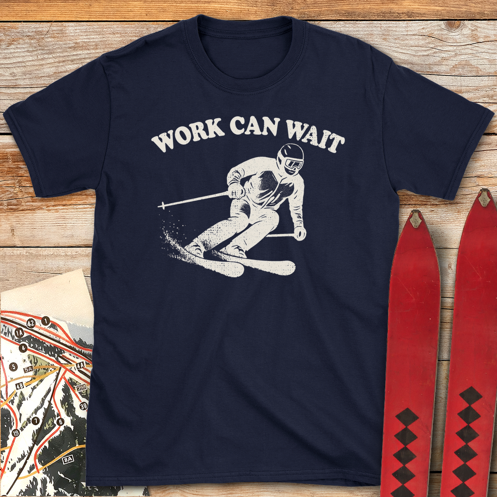 708 Work Can Wait White - Navy