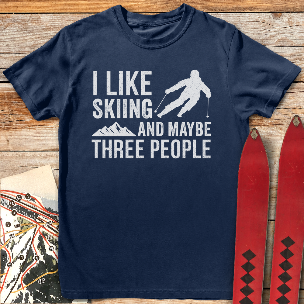 738 Thee People Skiing White - Navy
