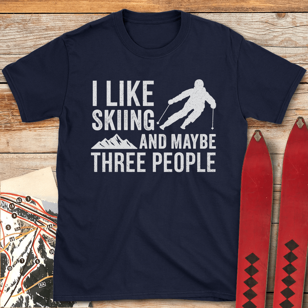 738 Thee People Skiing White - Navy