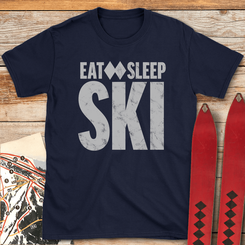 788 Eat Sleep Ski White - Navy