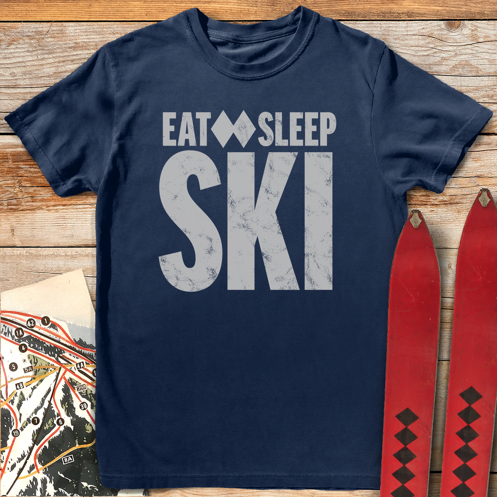 788 Eat Sleep Ski White - Navy
