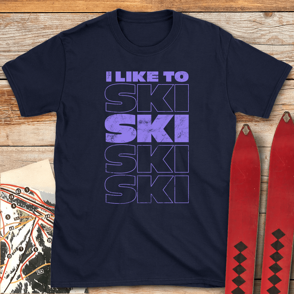 858 I Like To Ski White - Navy
