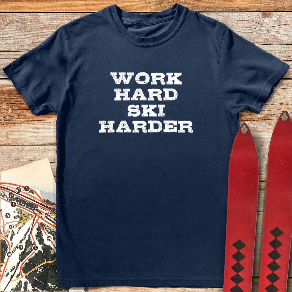 1000 Ski Harder White - Navy