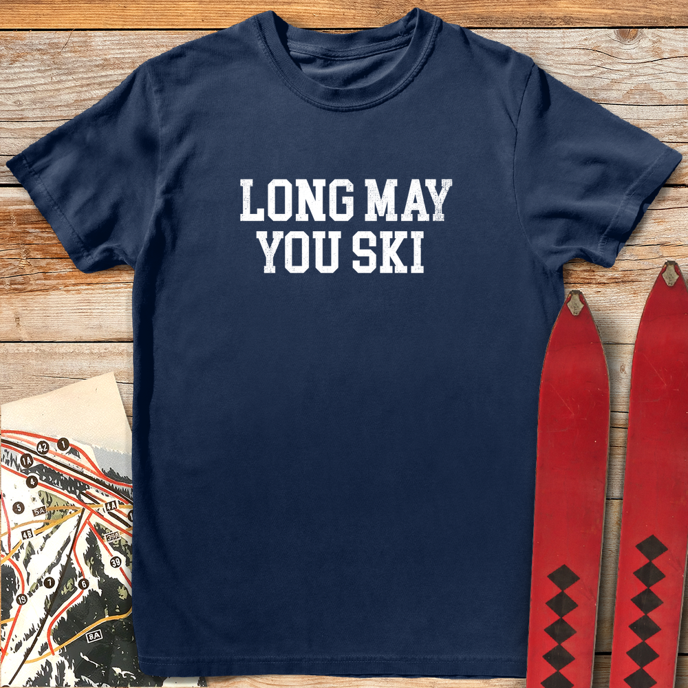 1044 Long May You Ski White - Navy