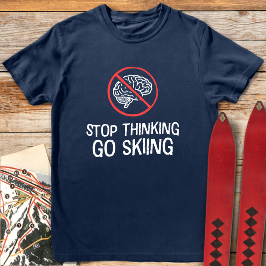 1045 Think Less Ski More White - Navy