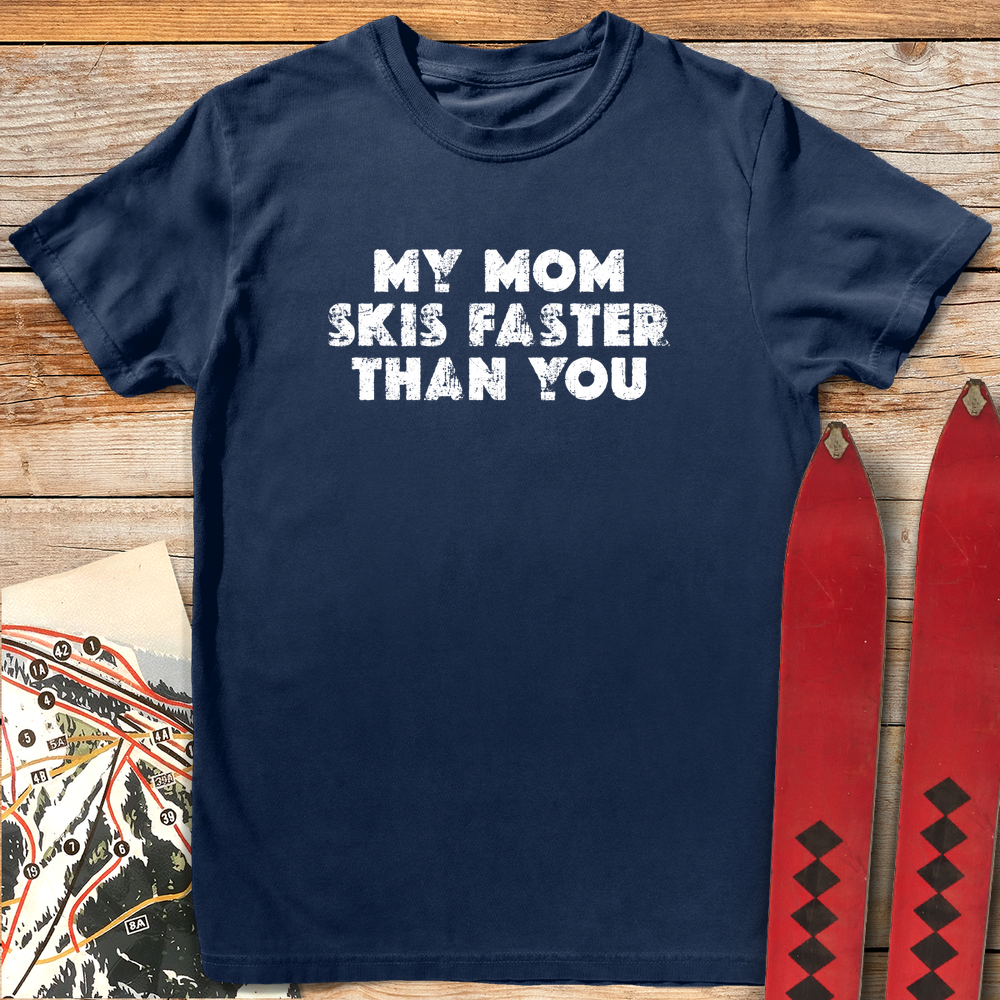 1041 Mom Skis Faster White - Navy