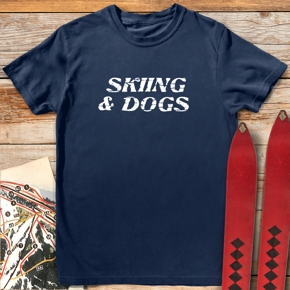 1031 Skiing Dogs White - Navy