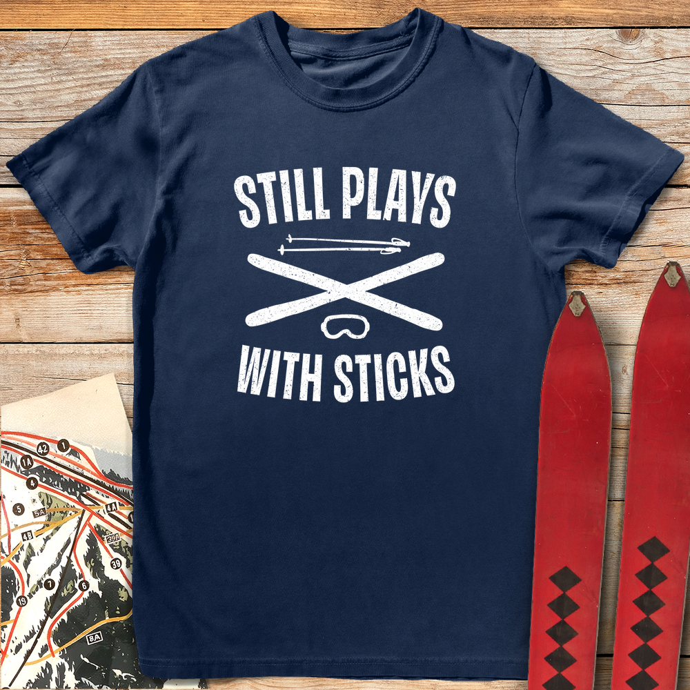 1108 Plays With Sticks White - Navy
