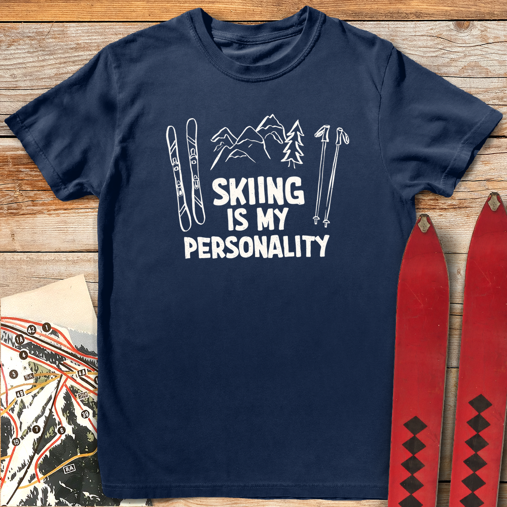 1115 Skiing Is My Personality White - Navy