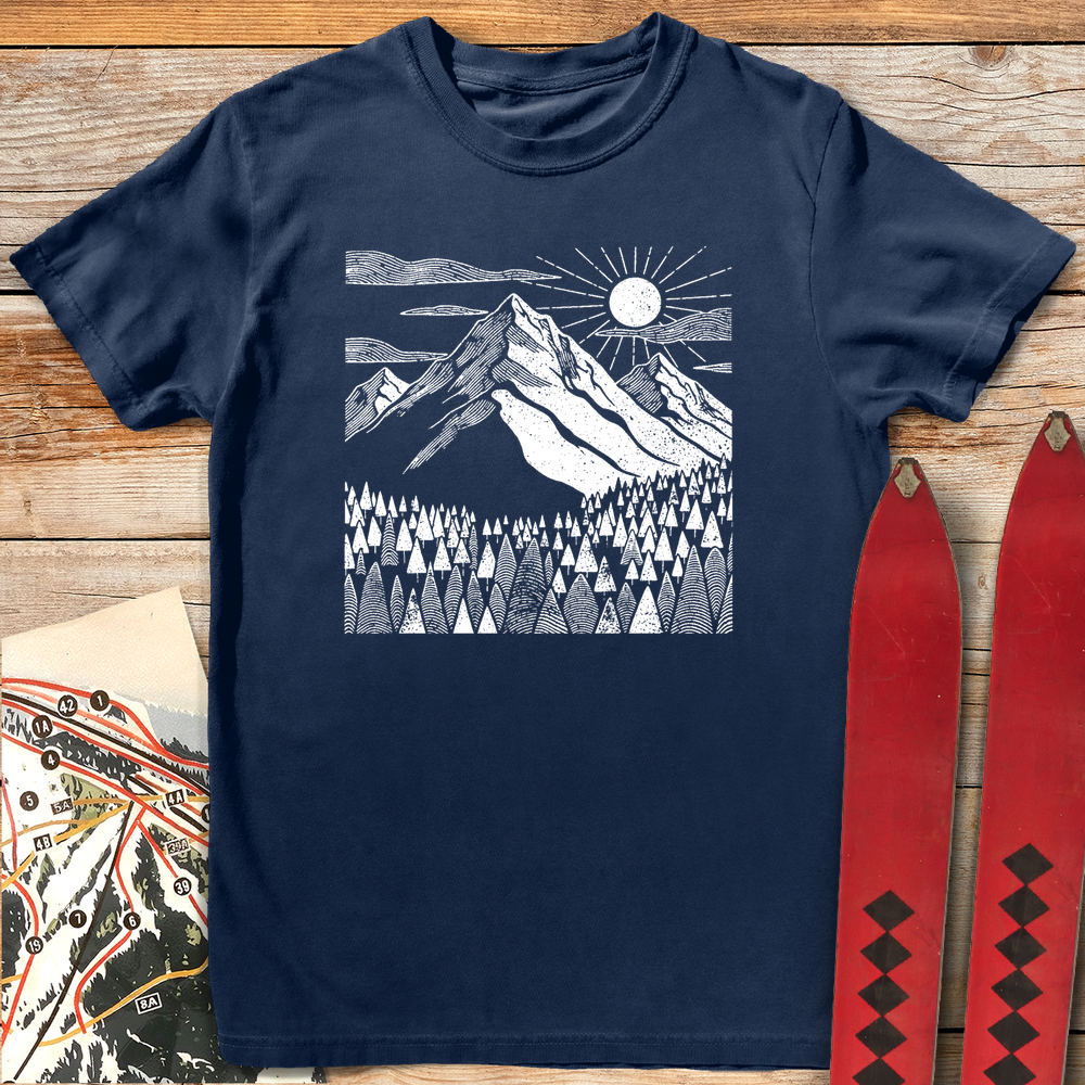 1126 Backcountry Views White - Navy