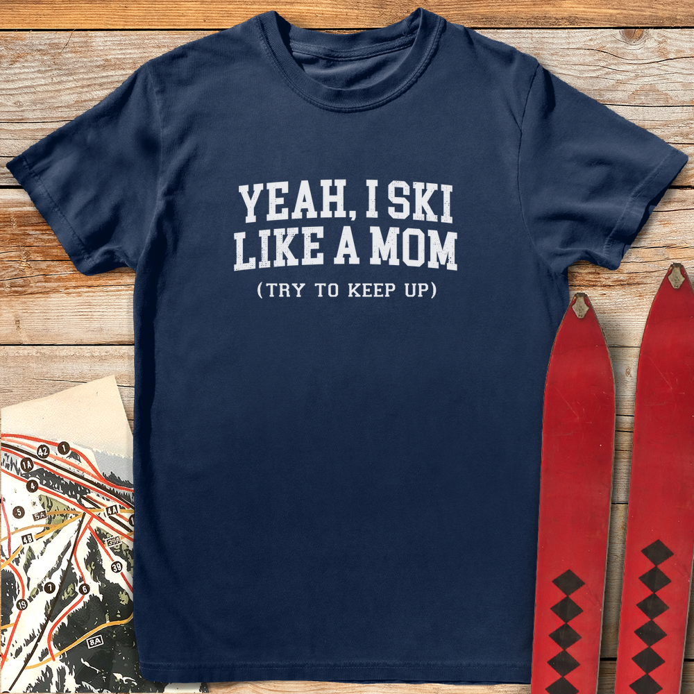 1220 Ski Like A Mom White - Navy