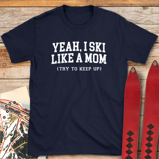 1220 Ski Like A Mom White - Navy
