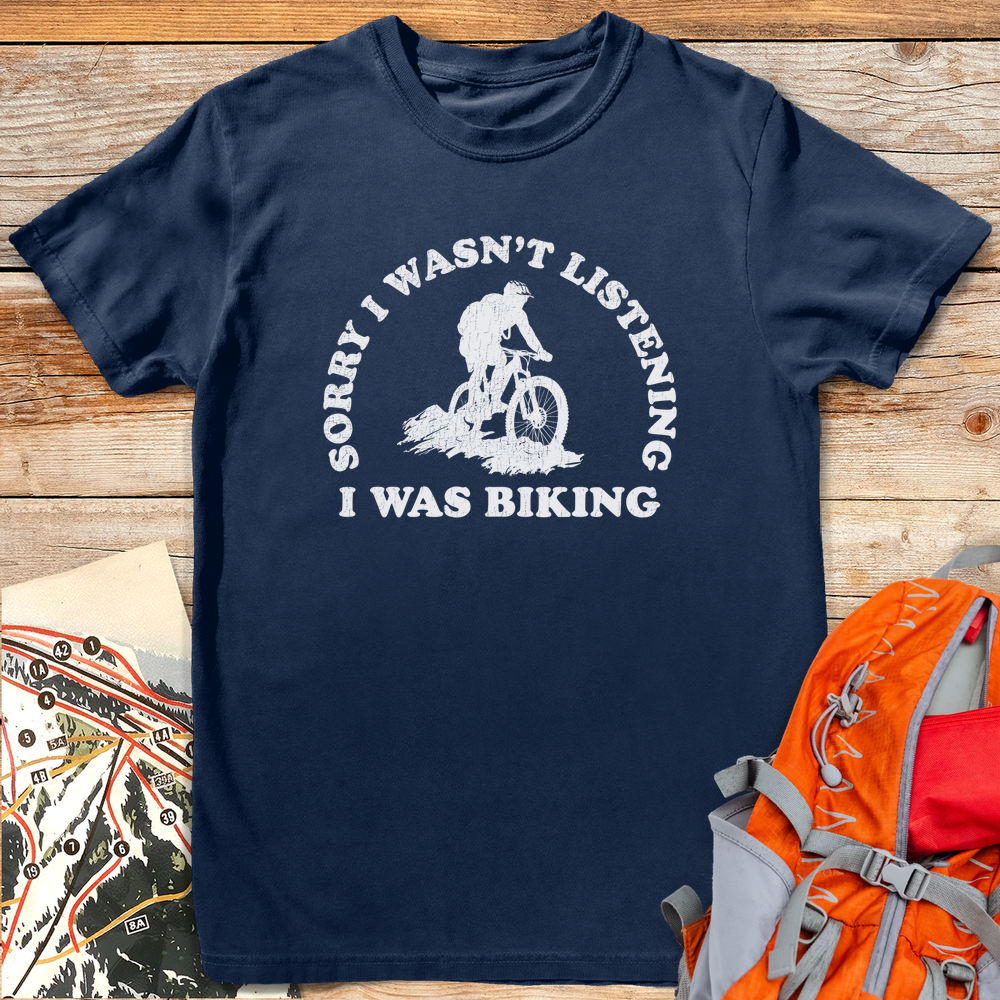 1227 Sorry I Was Biking White - Navy