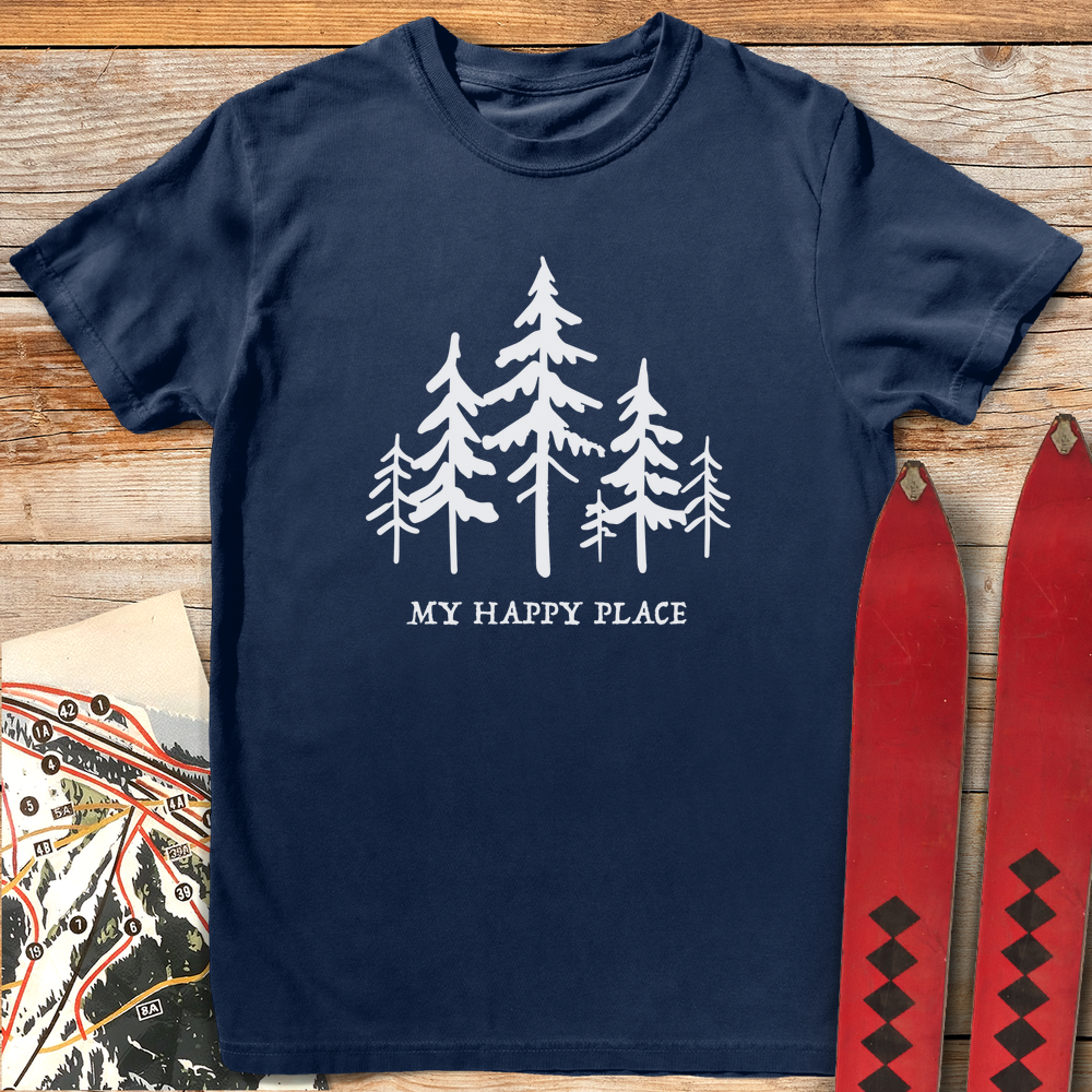 1296 Happy Place Trees White - Navy