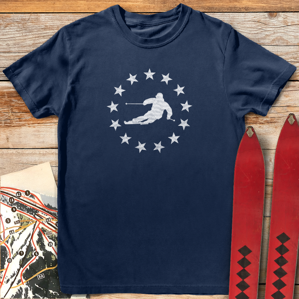1328 Star Spangled Skier White - Navy