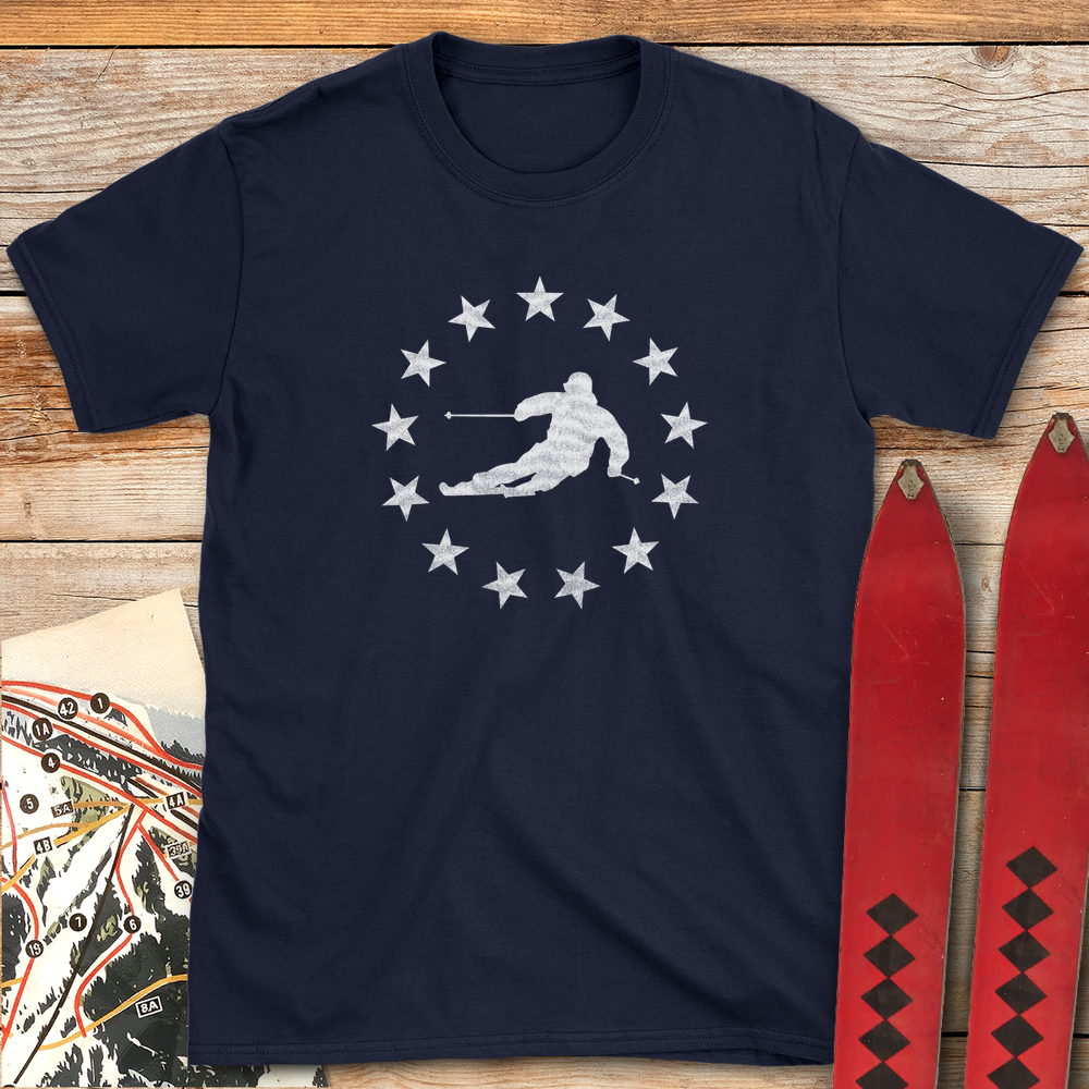 1328 Star Spangled Skier White - Navy