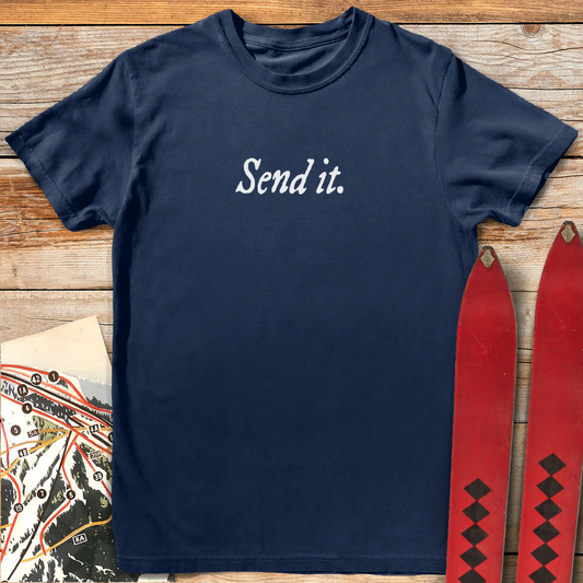1345 Send It Script White - Navy