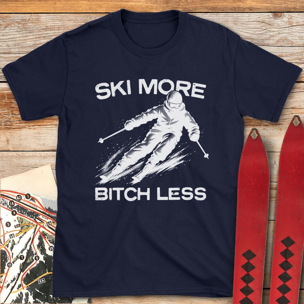 1352 Ski More Bitch Less White - Navy