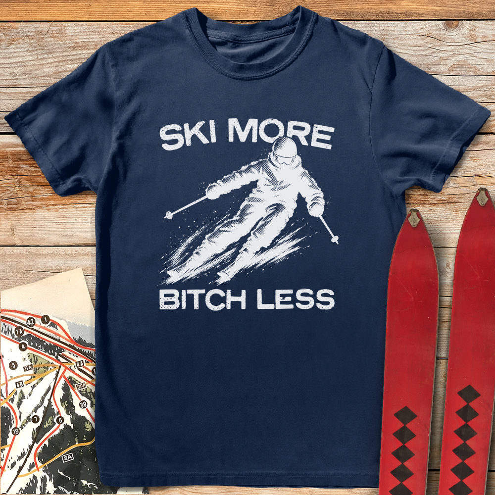 1352 Ski More Bitch Less White - Navy