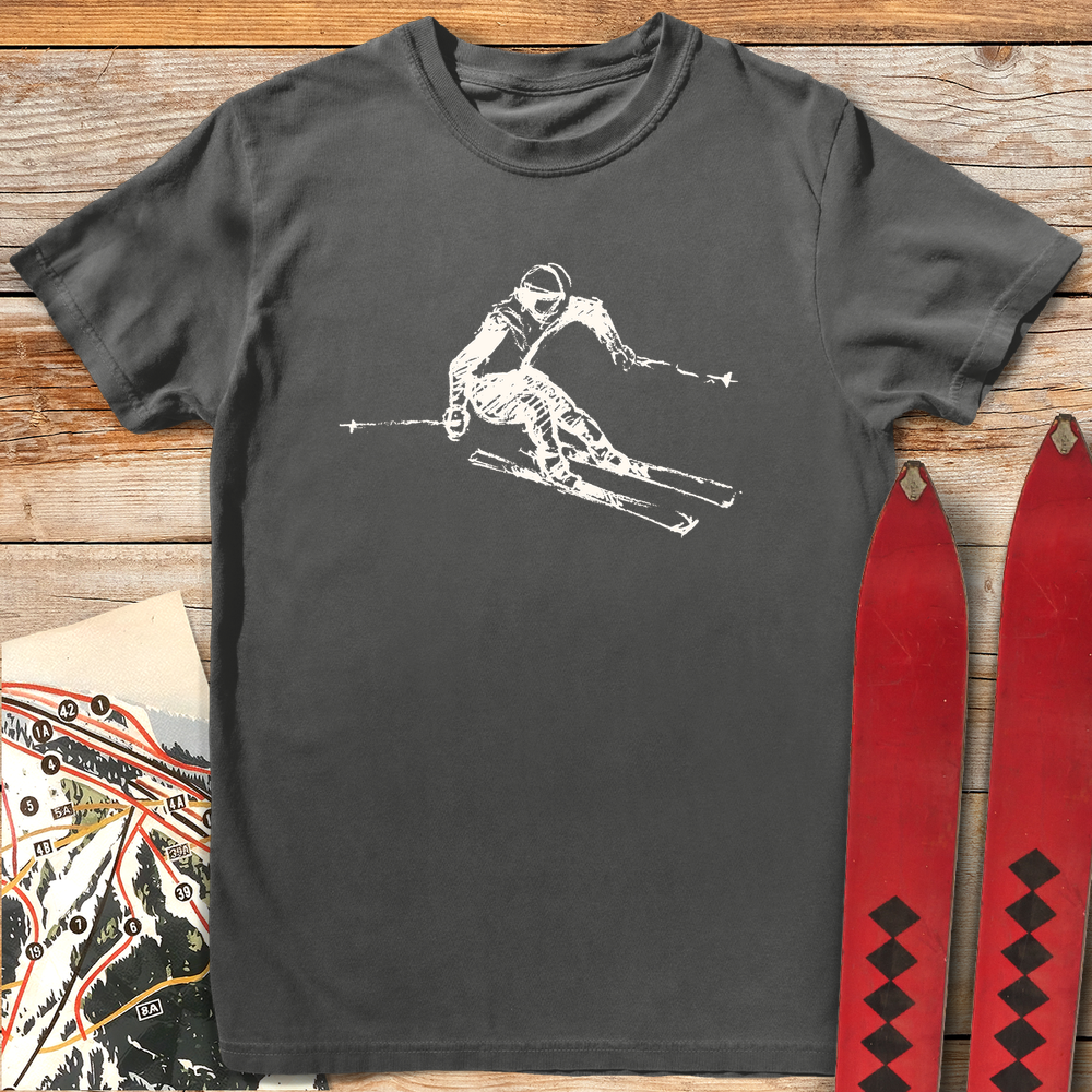 944 Sketched Skier White - Pepper