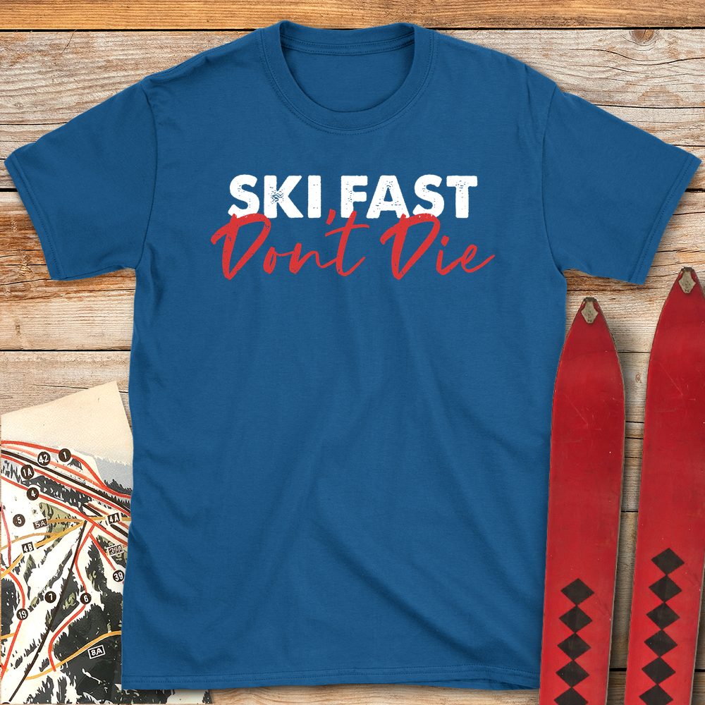 563 Ski Fast Don T Die White - Royal