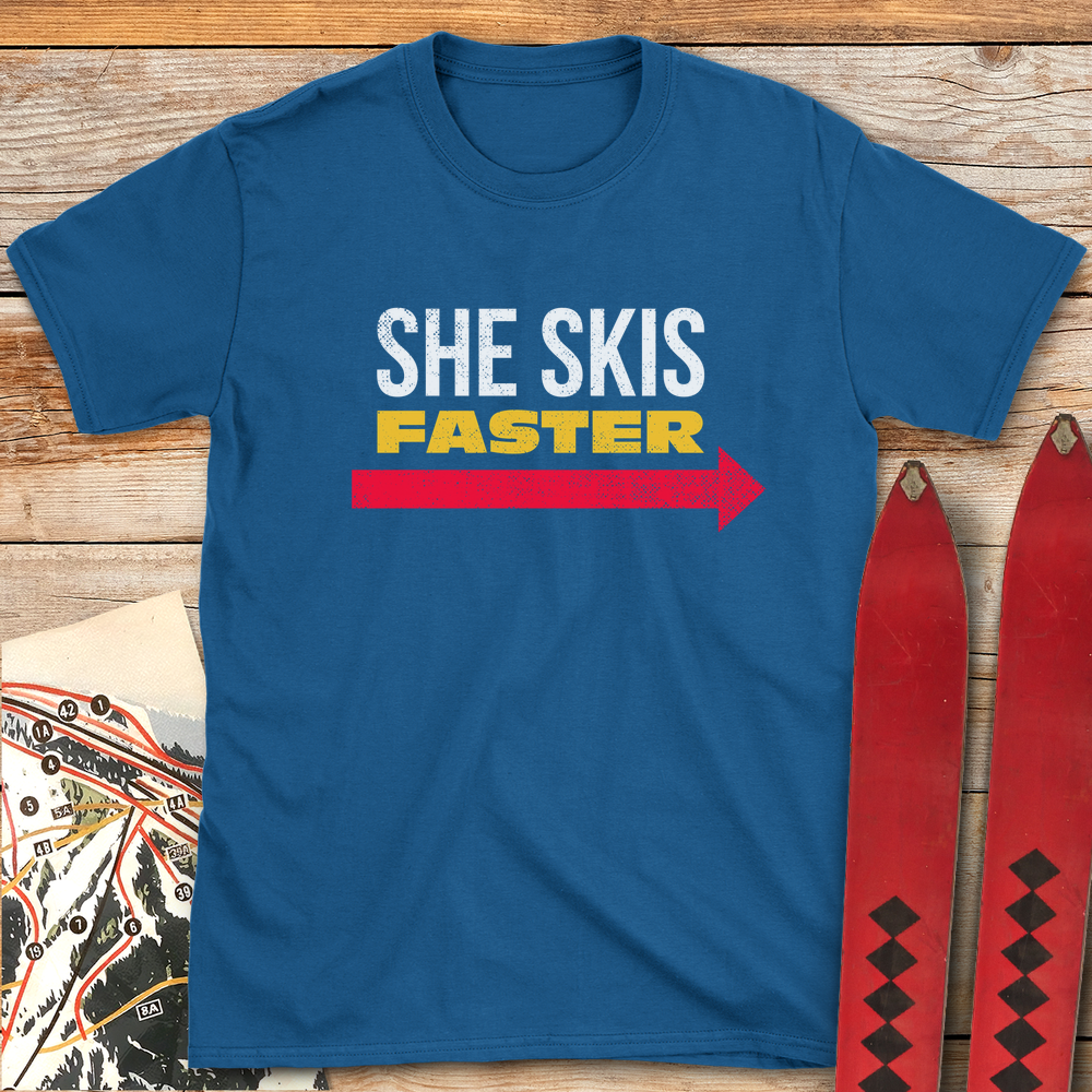 638 She Skis Faster White - Royal
