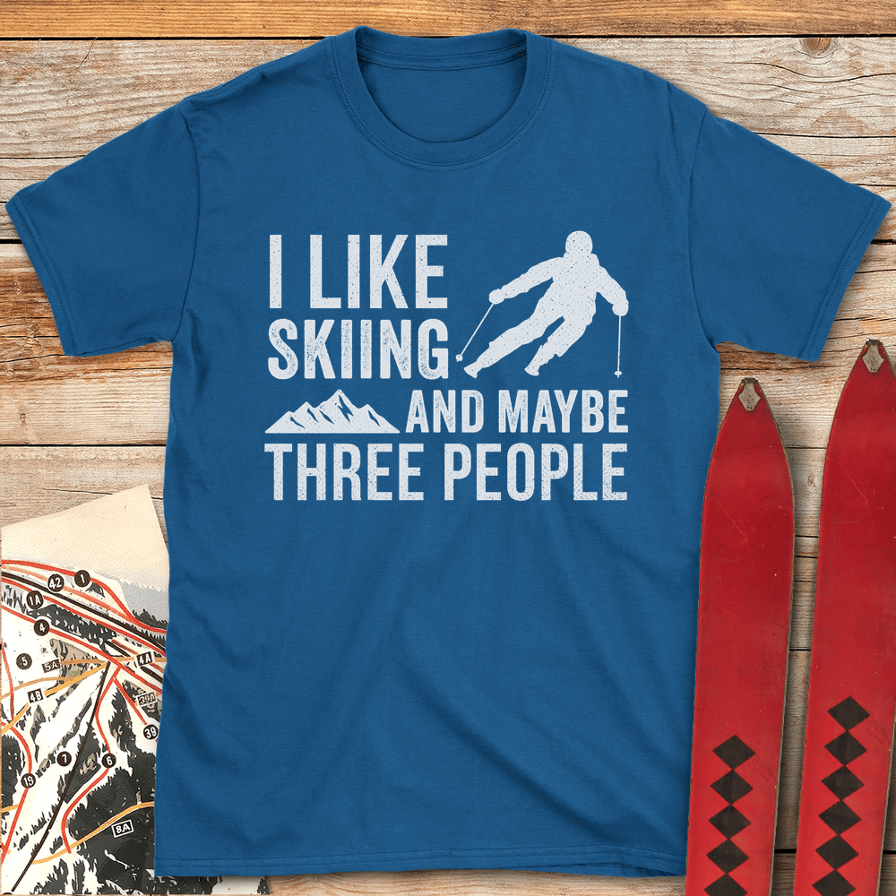 738 Thee People Skiing White - Royal