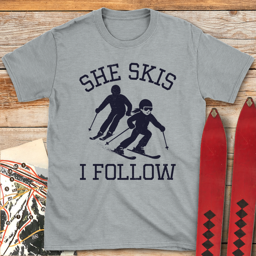 624 She Skis I Follow White - Sport Grey