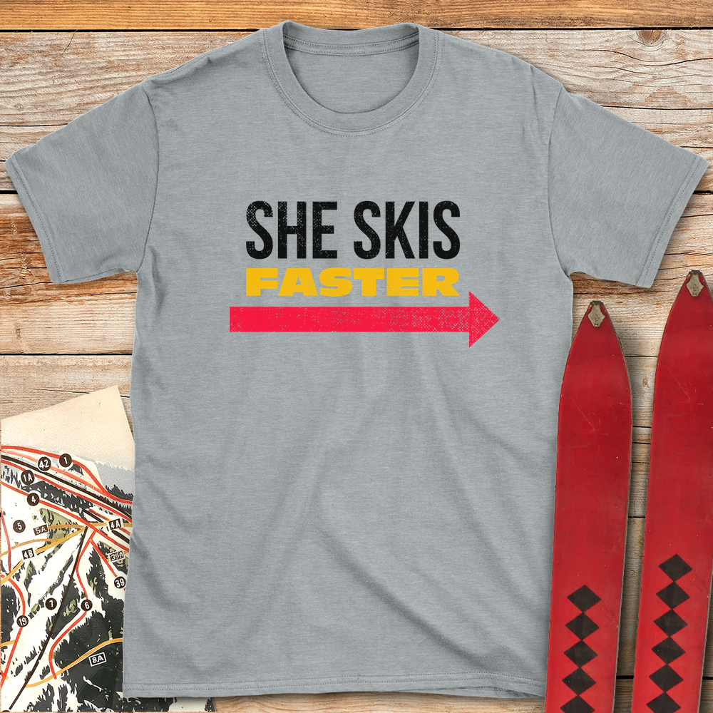 638 She Skis Faster White - Sport Grey