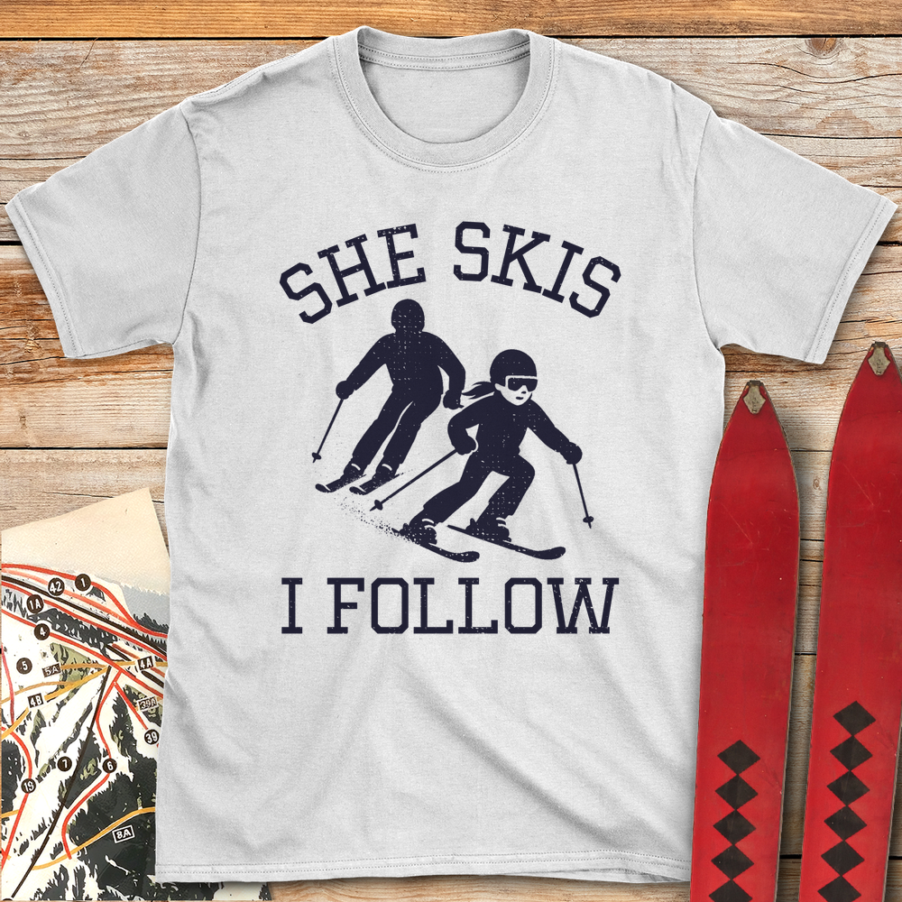 624 She Skis I Follow White - White