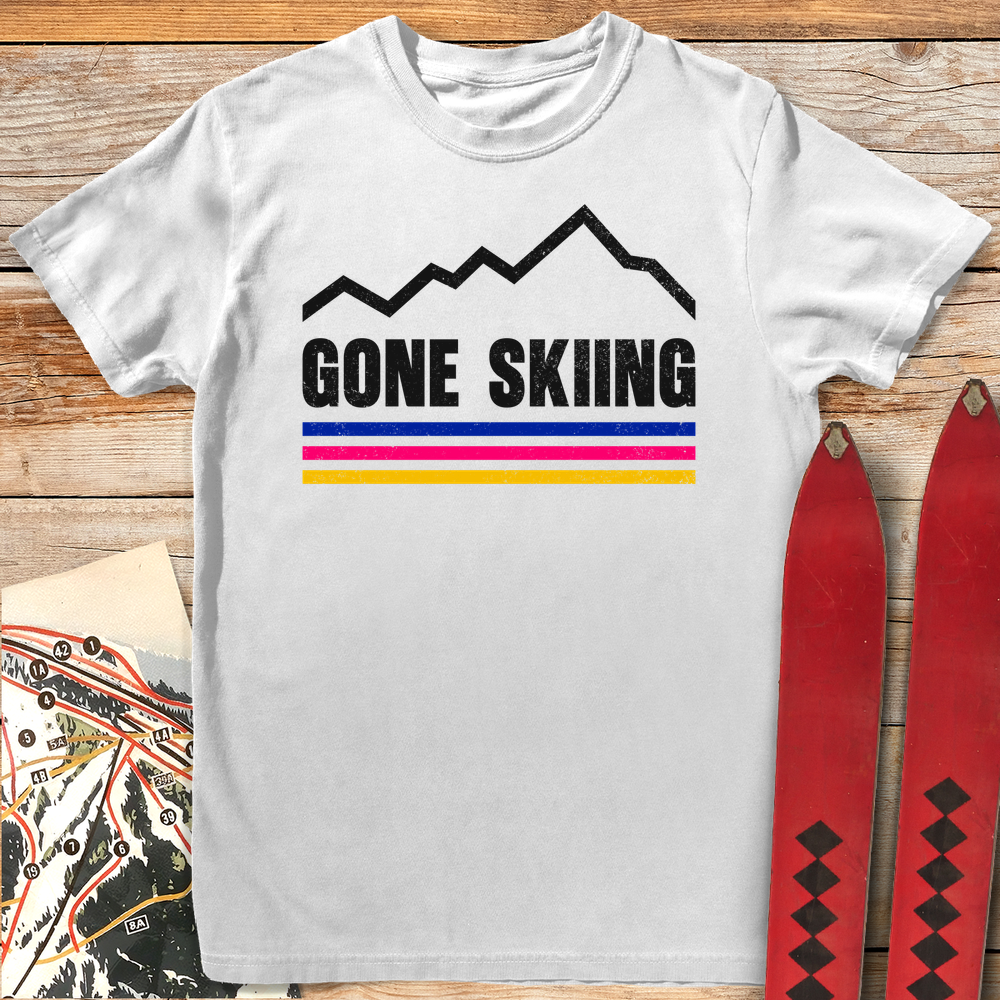 855 Gone Skiing Vintage White - White