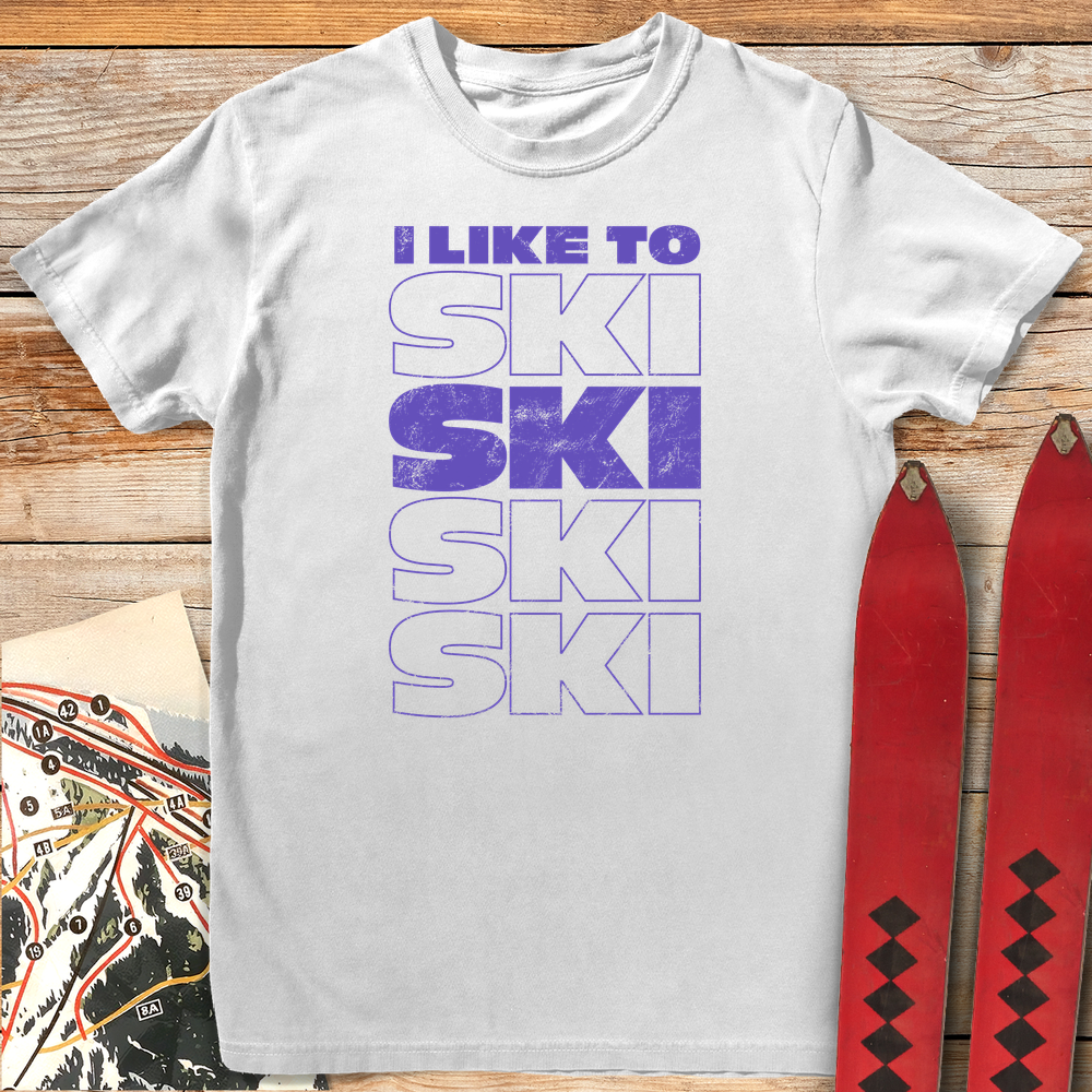 858 I Like To Ski White - White