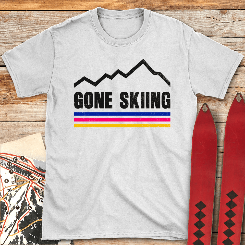 855 Gone Skiing Vintage White - White
