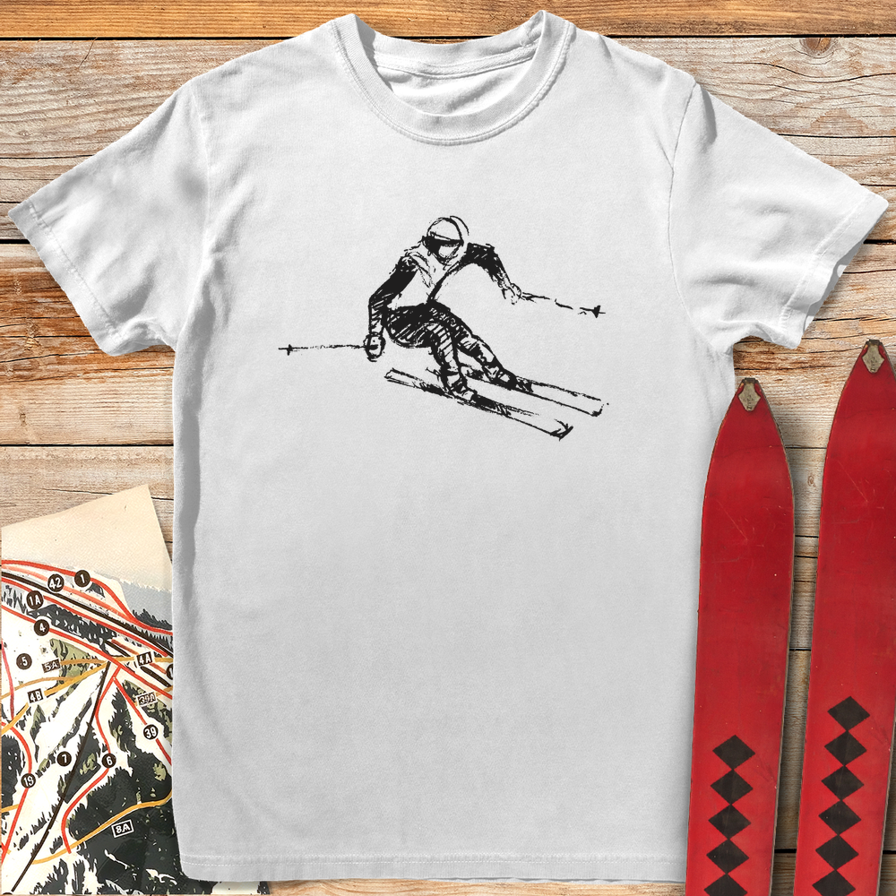 944 Sketched Skier White - White