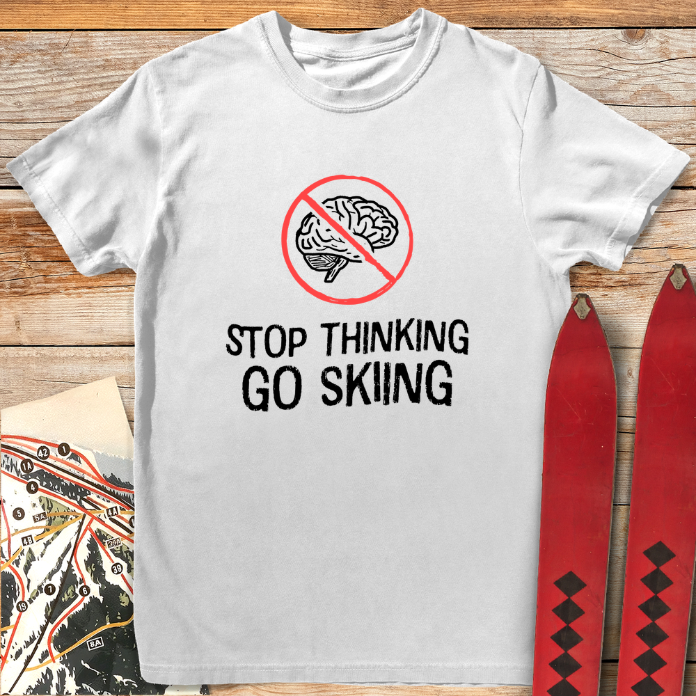 1045 Think Less Ski More White - White